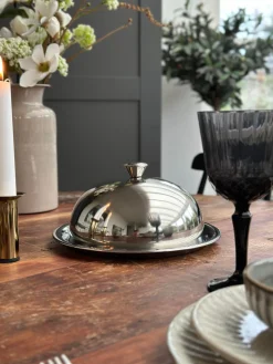 Madklokke med tallerken - Rustfrit stål