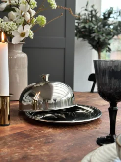 Madklokke med tallerken - Rustfrit stål