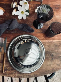 Madklokke med tallerken - Rustfrit stål