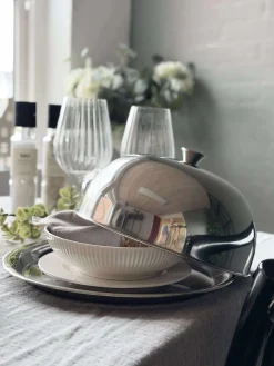 Madklokke med tallerken - Rustfrit stål - Dia 30cm