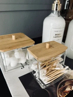 Makeup organizer - Akryl med bambuslåg
