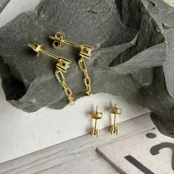 Mix box m. 4 øreringe - Jessica 18k forgyldt