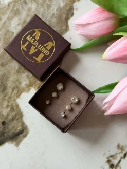 Mix box med 6 øreringe - Bea 18k forgyldt