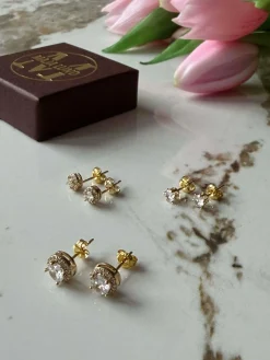 Mix box med 6 øreringe - Bea 18k forgyldt