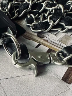 Mobil / Nøglesnor – Black / silver leather