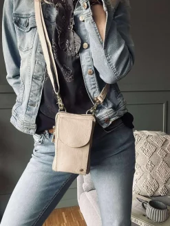 Mobiltaske - Sand / gold