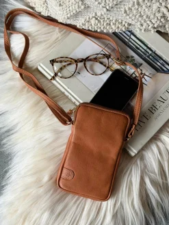 Mobiltaske Misse - Cognac / gold