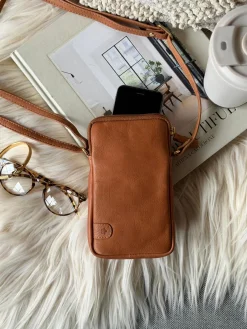 Mobiltaske Misse - Cognac / gold