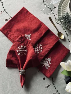 Mundservietter Rød Jul - 4 stk