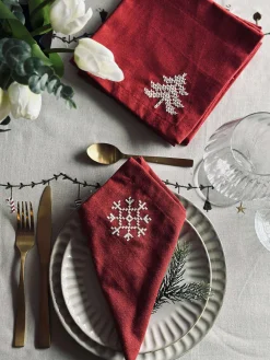 Mundservietter Rød Jul - 4 stk