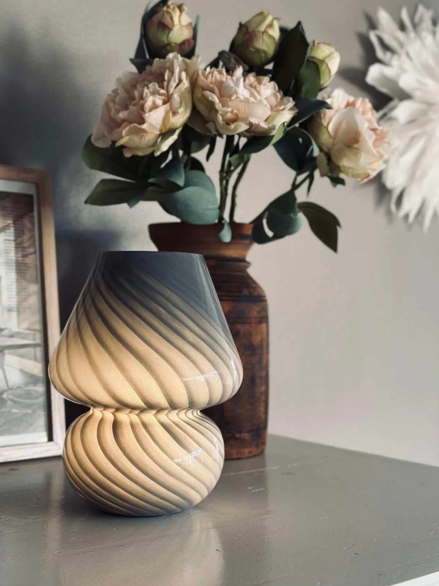 Mushroom Small - Grå mundblæst glas