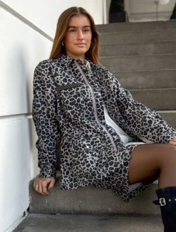 Nederdel Jane Leopard Grey