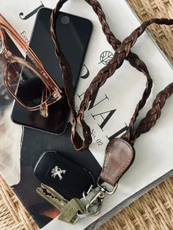 Nøglesnor – MIKO brunlæder flet