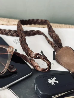 Nøglesnor – MIKO brunlæder flet