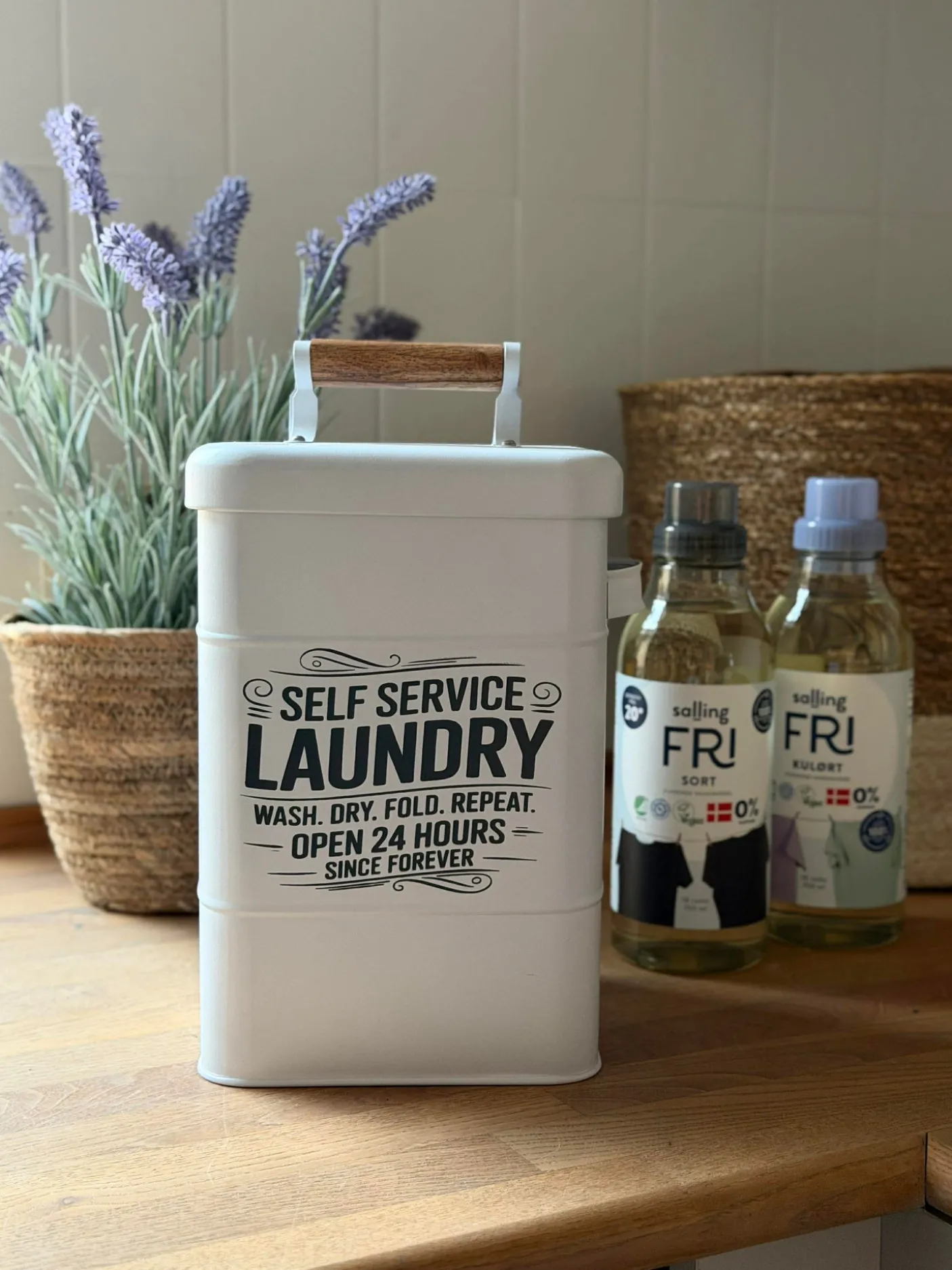 Opbevaring til vaskepulver