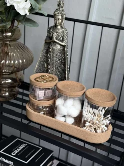 Organiser med låg i kork - 5 dele