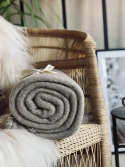 Plaid 100 % uld - Beige / natur