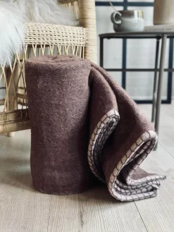 Plaid 100 % uld - Dark rose