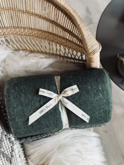 Plaid 100 % uld - Grå / Oliven