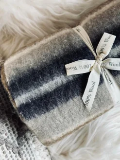 Plaid 100 % uld - Taupe strib