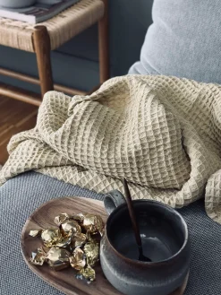 Plaid Stone-washed Vaflet Bomuld - Gul