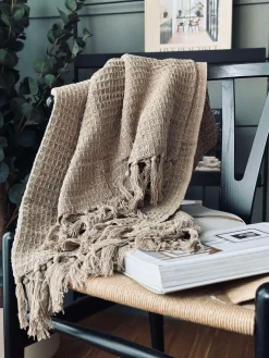 Plaid vaflet bomuld - Beige