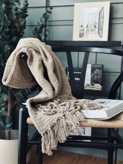 Plaid vaflet bomuld - Beige