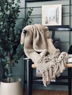 Plaid vaflet bomuld - Beige