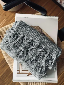 Plaid vaflet bomuld - Grå