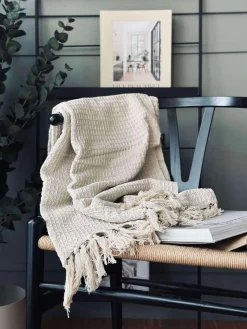 Plaid vaflet bomuld - Natur