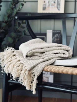 Plaid vaflet bomuld - Natur