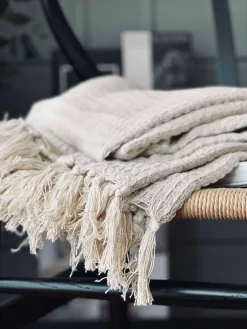 Plaid vaflet bomuld - Natur