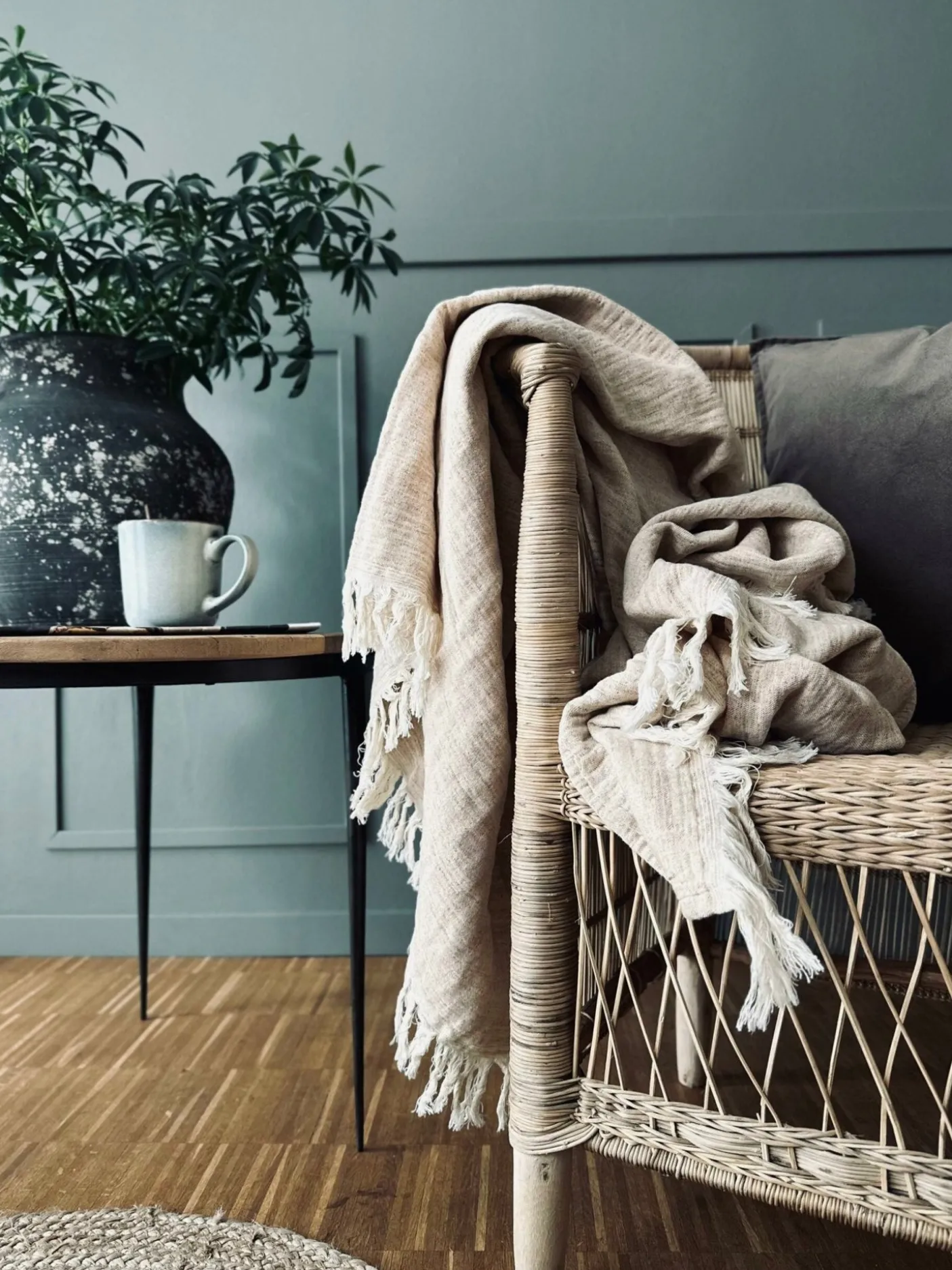 Plaid vævet med kork – Nature mix