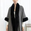 Poncho med pelskant - Black