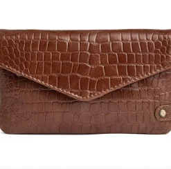 Pung croco i skind - Cognac