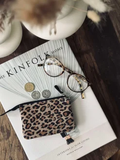 Pung i blød ruskind - Leopard