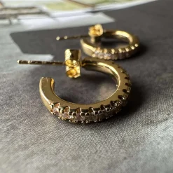 Øreringe IZA med klare zirkoner - forgyldt