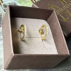 Øreringe IZA med klare zirkoner - forgyldt