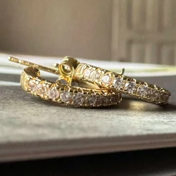 Øreringe IZA med klare zirkoner - forgyldt