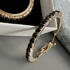 Øreringe Smilla Hoops 18K forgyldt - Black