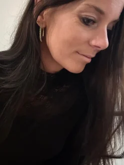 Øreringe Smilla Hoops 18K forgyldt - Mørkgrå