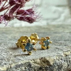 Ørestikker GIA – Azur blå 18K forgyldt