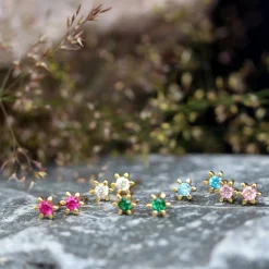 Ørestikker GIA - Klar sten 18K forgyldt