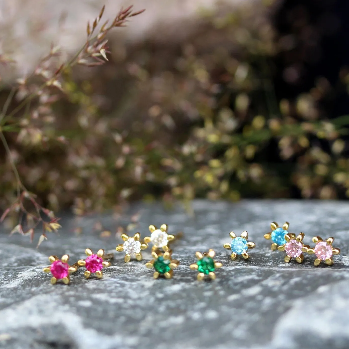 Ørestikker GIA - Klar sten 18K forgyldt