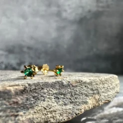 Ørestikker GIA EMERALD 18K forgyldt