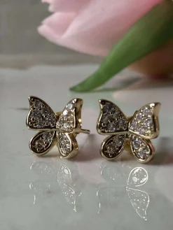 Ørestikker Sommerfugl Niki - forgyldt