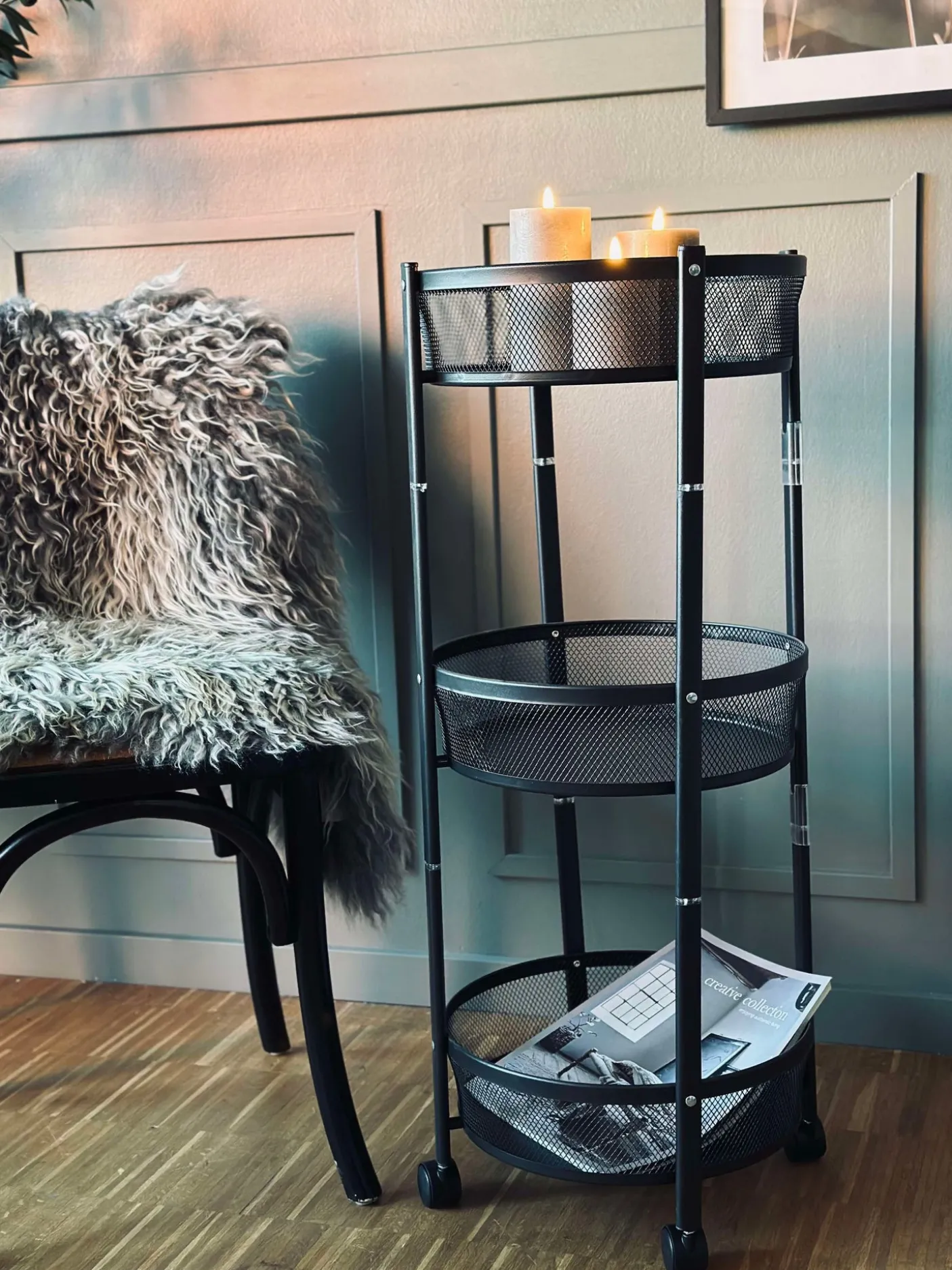 Rullevogn m. hjul - 3 etager