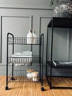 Rullevogn med trådkurve - Sort