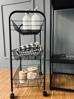 Rullevogn med trådkurve - Sort