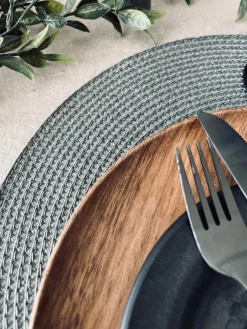 Rund dækkeserviet - Grå